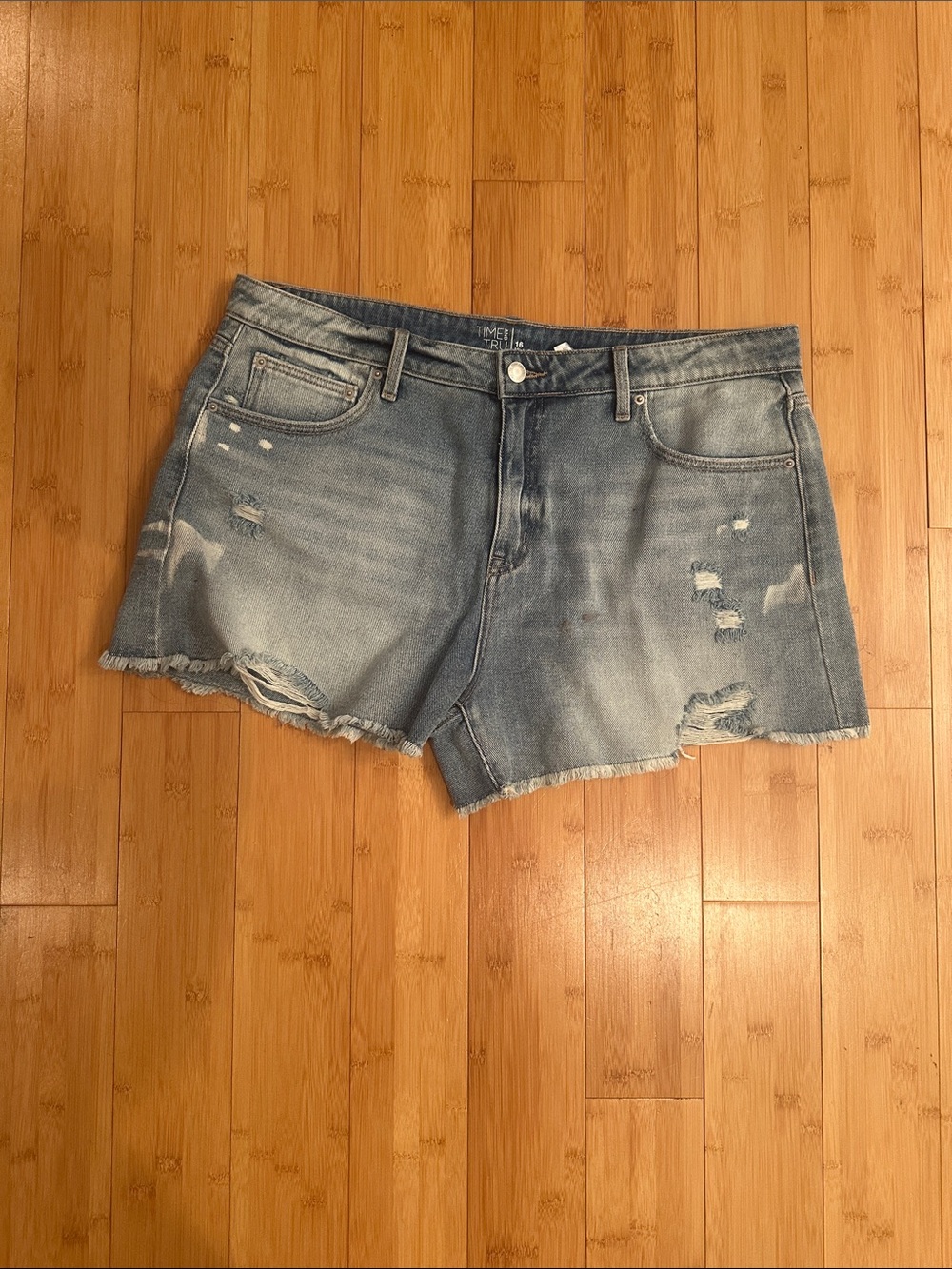 Time and Tru Light Blue Distressed Denim Cutoff Shorts